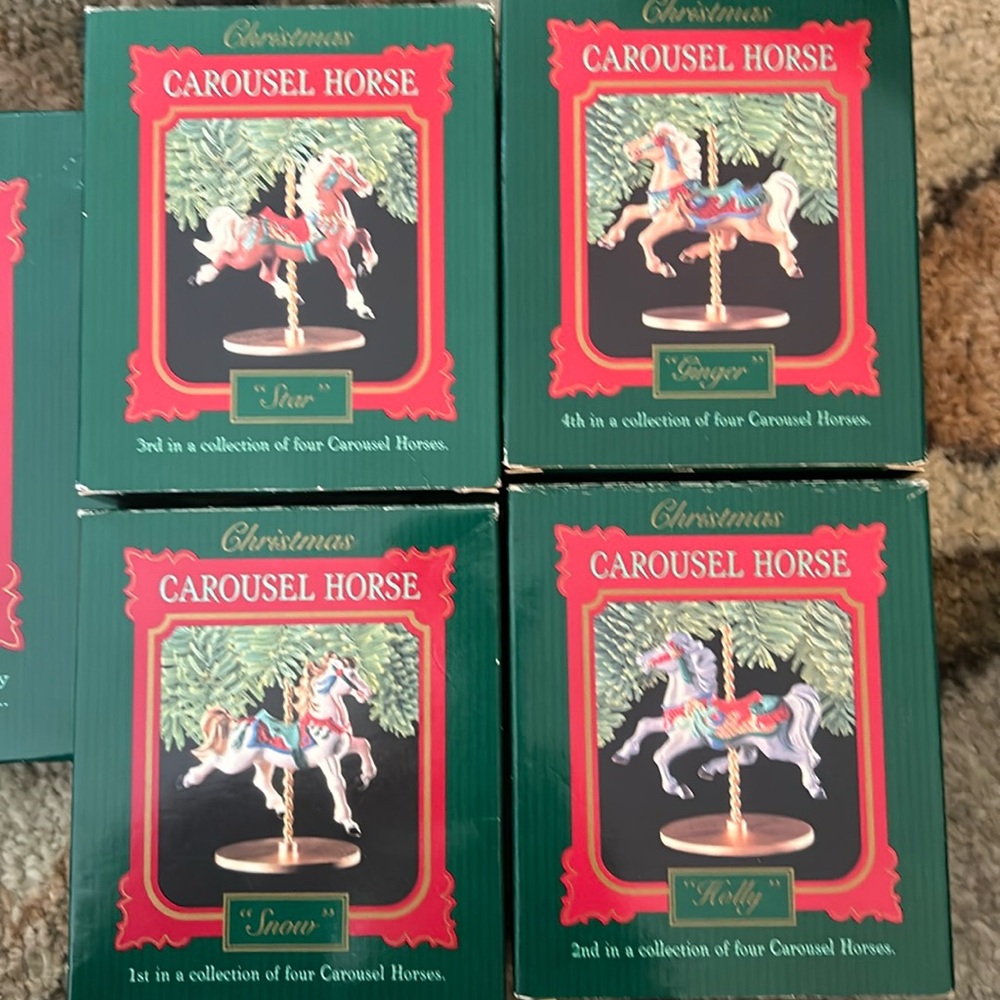 Hallmark 1989 carousel horse collection with stand